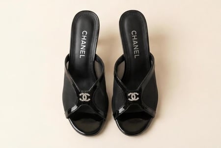 كعب Chanel نسائي فاخر  شبك شايفون أناقة خالدة بتصميم عصري ماستر كوالتي