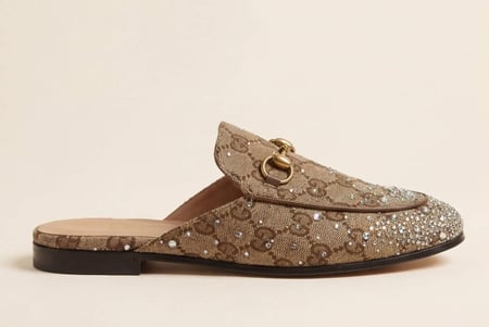 سليبر فلات من جوتشي GUCCI بتصميم مطرّز ولامع ستايل راقٍ وأنيق ماستر كوالتي