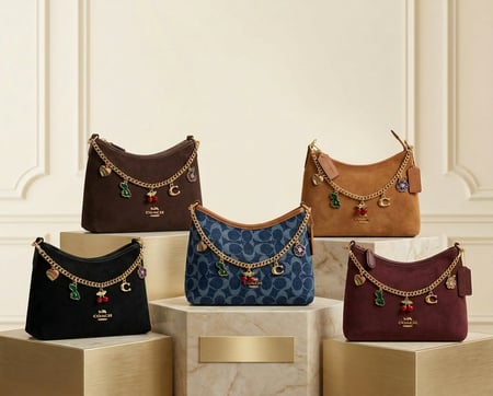 حقيبة كوتش شموه نسائية أنيقة مزينه بتعليقات  معدنية ماستر كوالتي