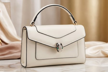 حقيبة بولغاري جلد لامع تصميم فاخر بمشبك رأس الأفعى ماستر كوالتي