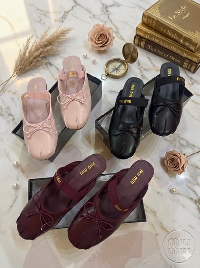 حذاء ميو ميو نسائي بتصميم أنيق ومقدمة منقسمة ناعمة ماستر كوالتي