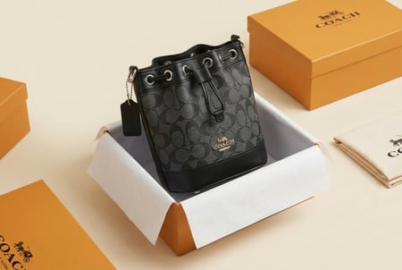 حقيبة باكيت نسائية أنيقة من Coach بنقشة Signature الكلاسيكية ماستر كوالتي
