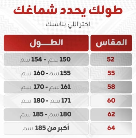 مقاس شماغ اقنر