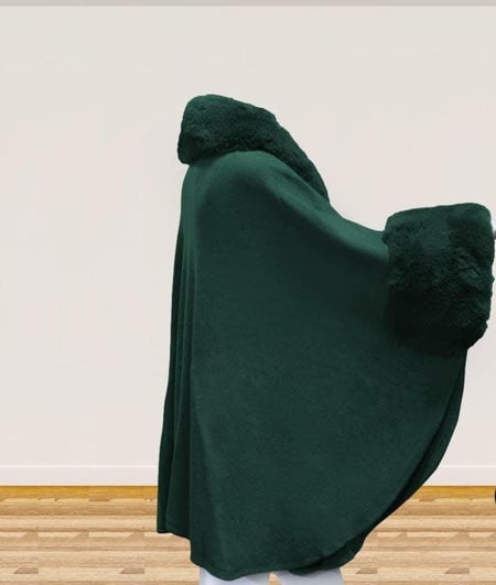 شال زيتي شتوي مع الاسم تطريز