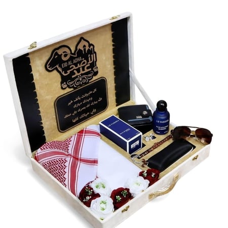 تغليف بوكس شامواه أسود فاخر لـهدايا العيد الرجالية