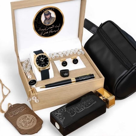 ساعة رجالية أنيقة بسير ربل مع إمكانية نقش الاسم حسب الطلب