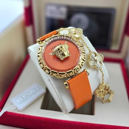 ساعة نسائية أنيقة مع سوار ذهبي إضافي مجاني فاخر