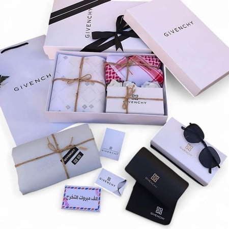 طقم هدايا رجالي عصري قماش كوري شماغ نظارة فاخرة