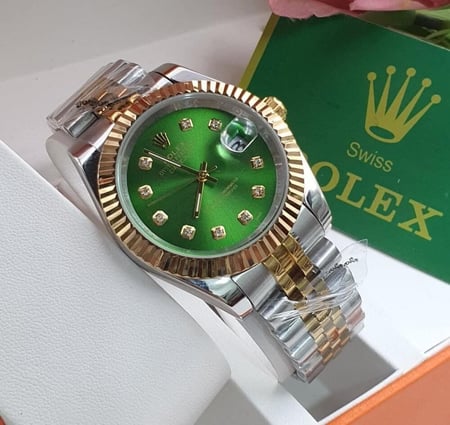 ساعات رجالية سير مزدوج اللون مينا ذهبي