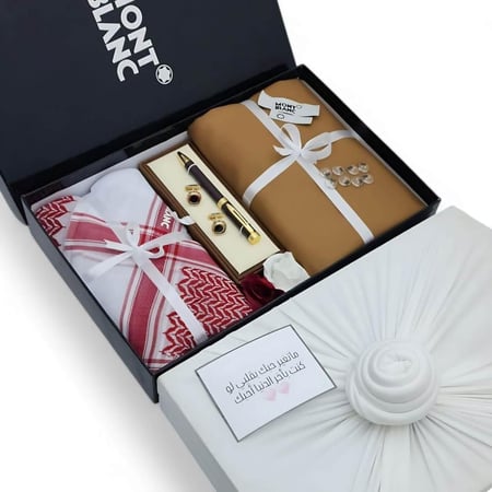 بوكس رجالي فاخر يحتوي عل يحتوي على شماغ وقلم وكبك