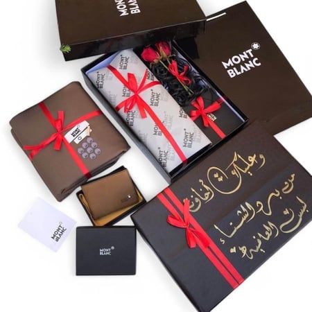 افضل طقم رجالي أنيق يشمل قماش بوك جلد كرت إهداء وتغليف فاخر