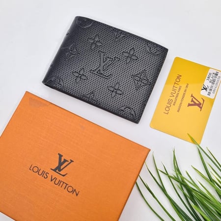 محفظة رجالية سوداء بنقش متداخل وهندسي