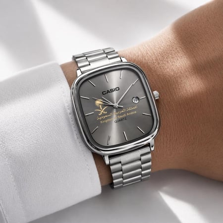 ساعة كاسيو LTP بشعار سيفين ونخلة رصاصي