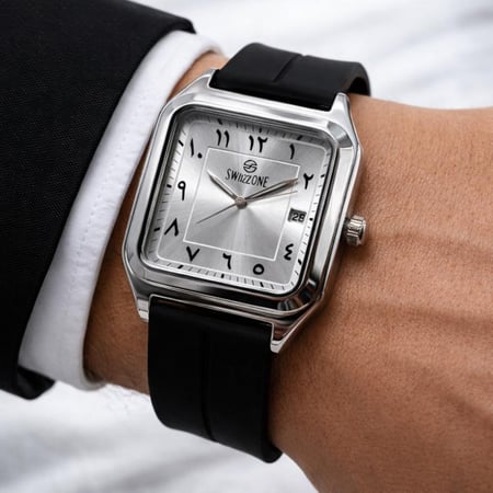 ساعة رجالية من ماركة SWISZONE اللون اسود ميناء ابيض
