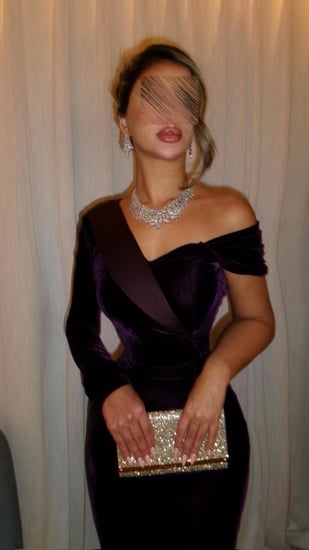 فستان سهره أوف شولدر لون ليلكي