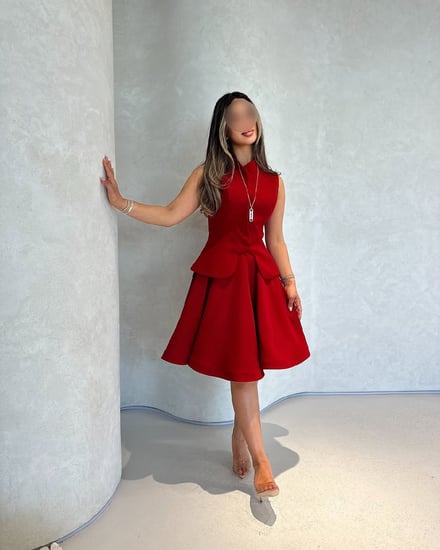 فستان ناعم قصير بدون اكمام لون احمر