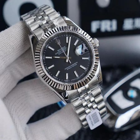 Rolex Datejust Black Dial Oyster Steel Watch - ساعه رولكس دايت جست مينا سوداء ستيل