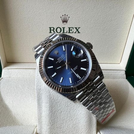 Rolex Datejust Blue Dial Fluted Bezel - ساعه رولكس ديت جست مينا أزرق بإطار مخدد