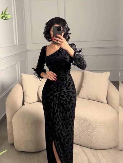 فستان كم ريش لونين