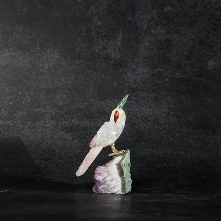 ببغاء كوارتز على حجر الاميثيست