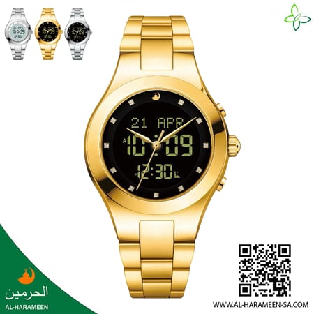 ساعة الحرمين النسائية بتوقيت مزدوج HA-6118 إصدار جديد 39MM