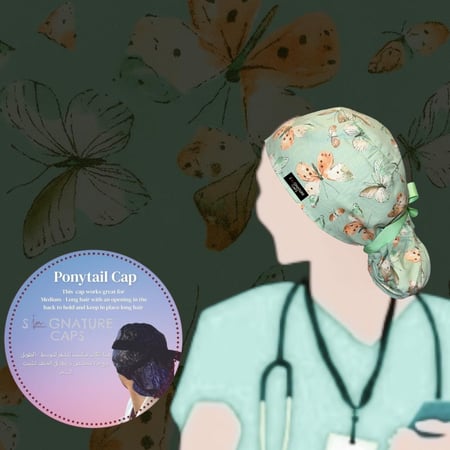 Surgical cap butterfly Satin lined "قبعة جراحية"