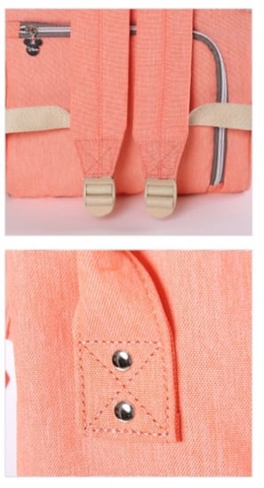 شنطة ديزني اصلية لاحتياجات الاطفال والمواليد باللون الاورنج بناتي  الصورة تطريز بالخيط  مع علاقات للعربة