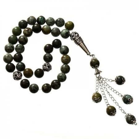 سبحة حجر طبيعى زيتى اللون 2