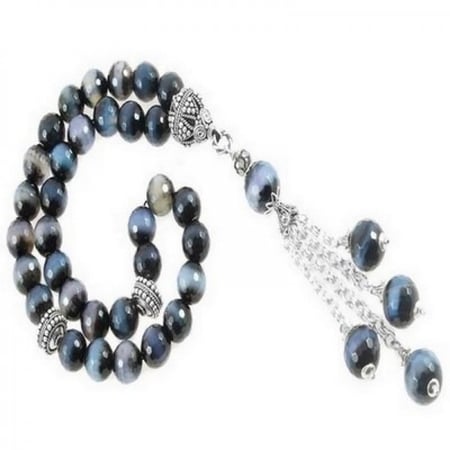 سبحة عقيق مختلط اللون الازرق