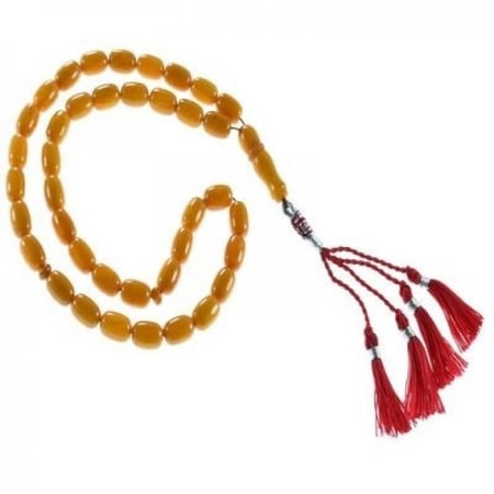 سبحة تراب كهرمان اسطوانية برتقالى اللون