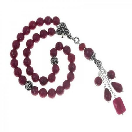 سبحة عقيق عنابى اللون فاخرة