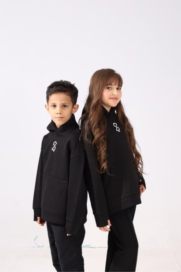 هودي أطفال اسود بكتابة من الخلف