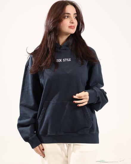 هودي أوفر سايز كحلي قصة بوكس