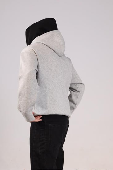 هودي دبل كاب رصاصي فاتح