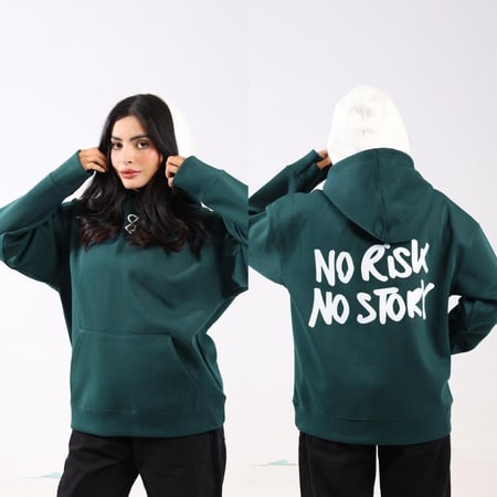 هودي دبل كاب اخضر بكتابة من الخلف