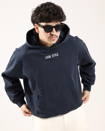 هودي أوفر سايز كحلي قصة بوكس