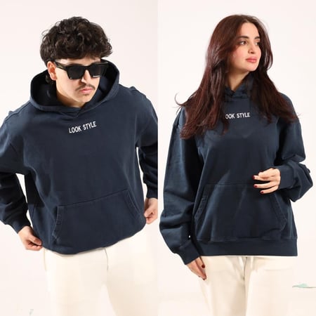 هودي أوفر سايز كحلي قصة بوكس