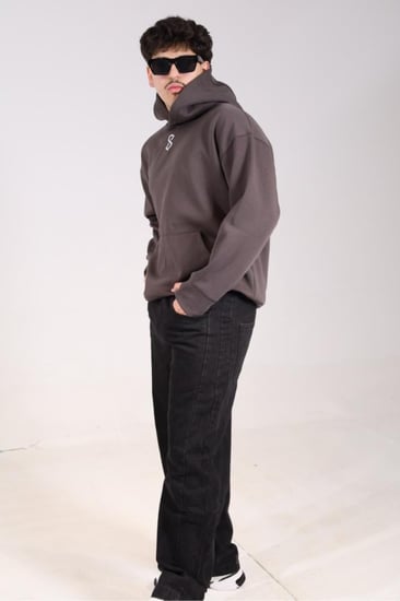 هودي اوفر سايز رمادي