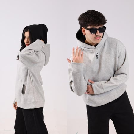 هودي دبل كاب رصاصي فاتح