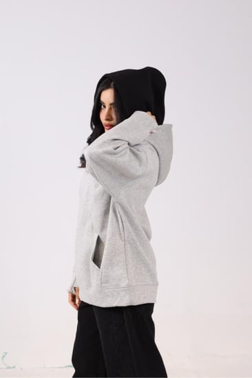 هودي دبل كاب رصاصي فاتح