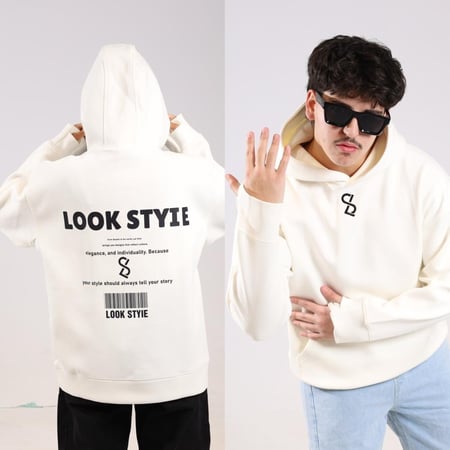 هودي ابيض بكتابة من الخلف