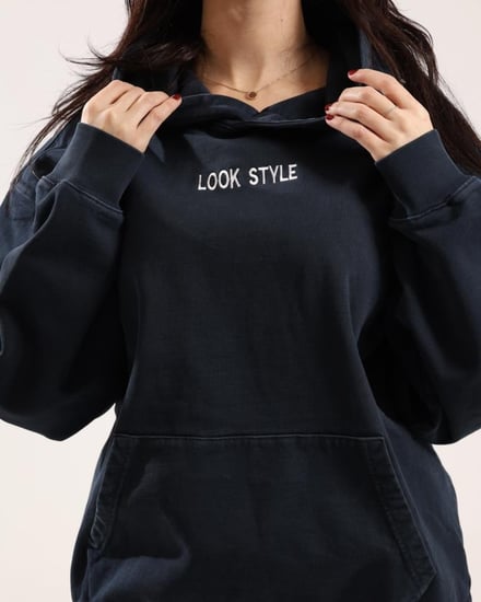 هودي أوفر سايز كحلي قصة بوكس