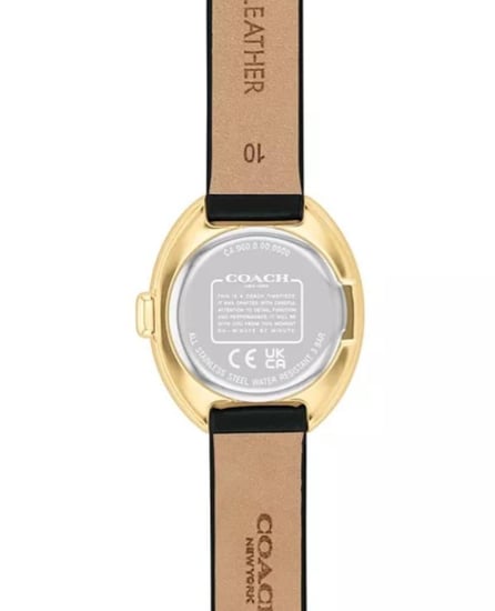 ساعة كوتش نسائية جلد اسود