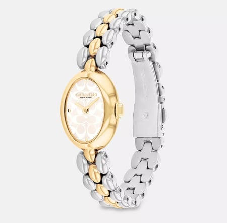 ساعة كوتش نسائية فضي وذهبي