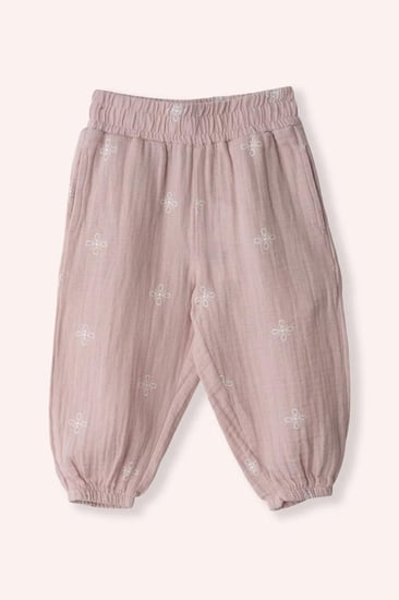 بنطلون موسلين مطبوع للبنات الصغار - راحة وأناقة يومية - PANCO - تركي أصلي