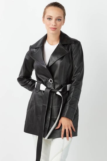 معطف قصير من الجلد الطبيعي للنساء من DERIZA