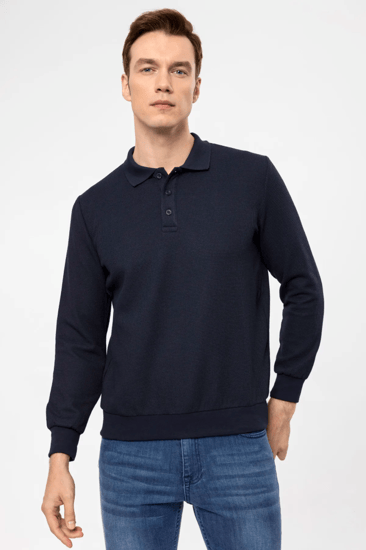 سويت شيرت دوبي بقصة عادية بياقة بولو من SUVARI