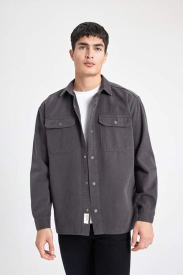 سترة قميص قماش بياقة بولو من DeFacto - أصلي