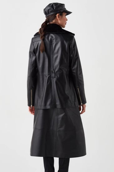 معطف واق من المطر للنساء من الجلد الطبيعي من DERIZA