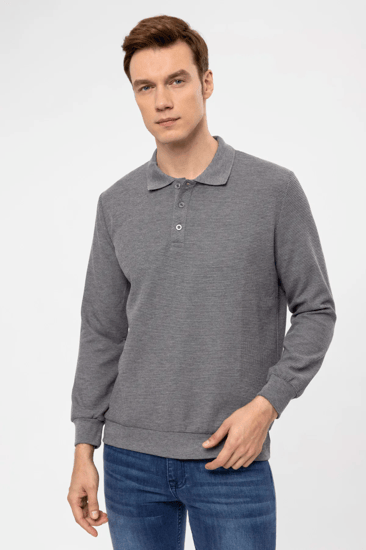 سويت شيرت دوبي بقصة عادية بياقة بولو من SUVARI